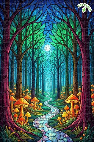 Teona Ahşap لغز خشبي مؤطر بطبقتين من فن الفسيفساء الغابة السحرية 800 قطعة 70x50