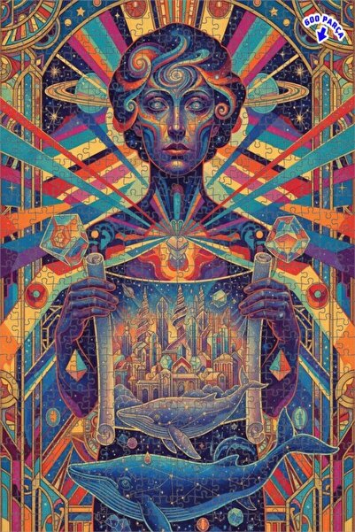 Teona Ahşap لغز خشبي بمظهر لوحة زيتية لمدينة الحوت الكوني 600 قطعة 50×35