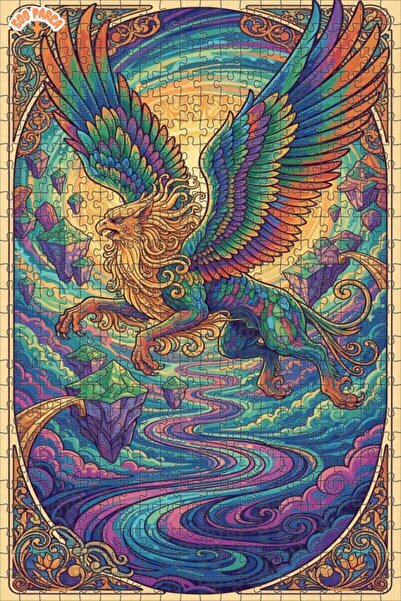 Teona Ahşap لغز الأسد المجنح الملون المبهج 500 قطعة 50x30