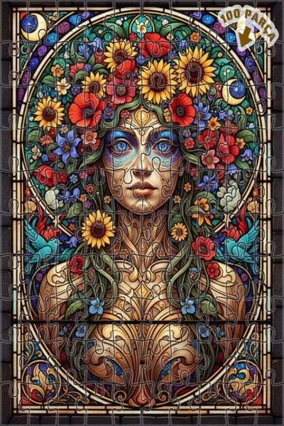 Teona Ahşap لغز خشبي مؤطر بطبقتين بتصميم فن الفسيفساء للإلهة الرئيسية للطبيعة...