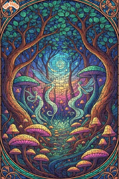 Teona Ahşap لغز خشبي بإطار مزدوج الطبقات من فن الفسيفساء في الغابة الخيالية 5...