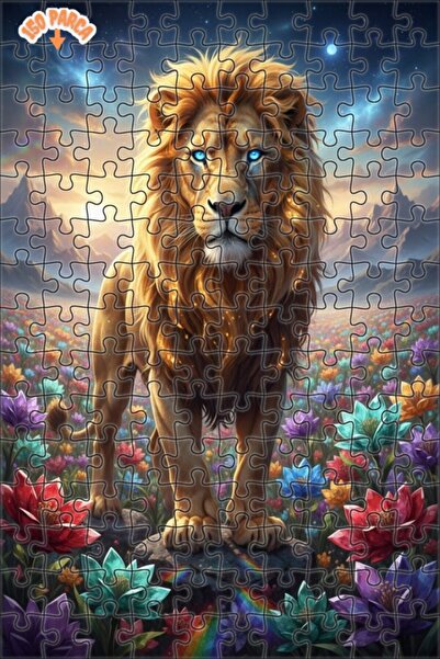 Teona Ahşap The Lion King Flower Field Oil Painting Look Art Puzzle 150 Piece...