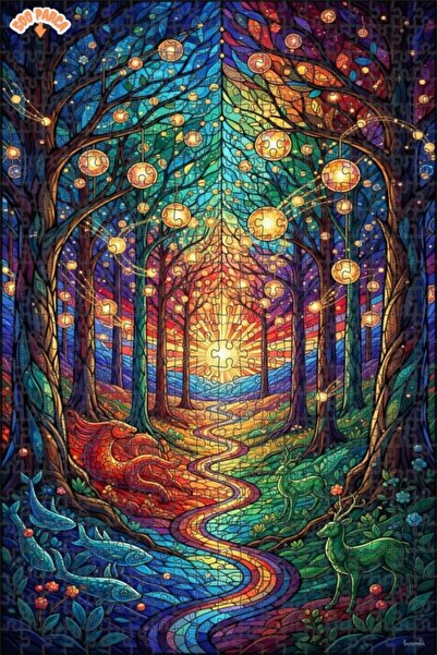 Teona Ahşap لغز خشبي بإطار مزدوج الطبقات بمظهر الزجاج الملون الساحر 500 قطعة ...