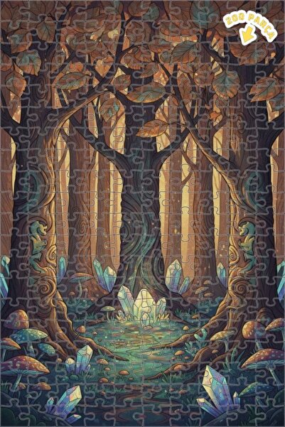 Teona Ahşap لغز خشبي بإطار مزدوج الطبقات مزين بكريستال الغابة الغامضة 200 قطع...