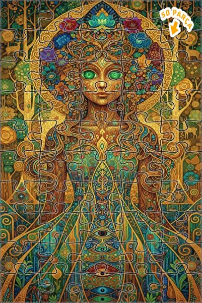 Teona Ahşap لغز خشبي مؤطر بطبقتين بمظهر لوحة زيتية لإلهة الغابة السحرية 50 قط...