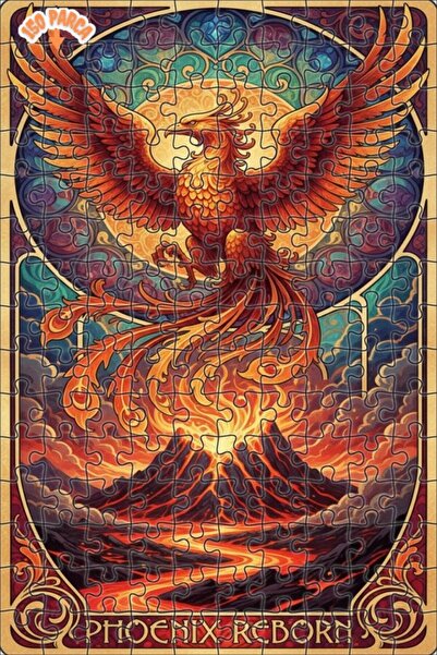 Teona Ahşap لغز خشبي مؤطر بطبقتين من فن الولادة المجددة للعنقاء الحمراء 150 ق...