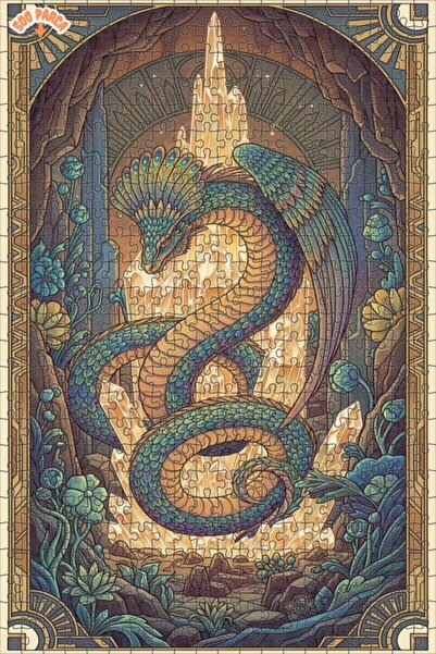 Teona Ahşap لوحة فنية بتأثير الرسم المائي لكهف التنين الكريستالي 500 قطعة 50×30