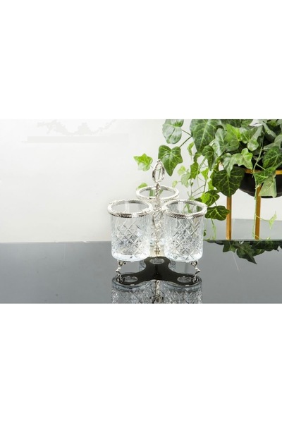 hediye Esterhomedecor 3-Piece Glass Spoon Rest Silver