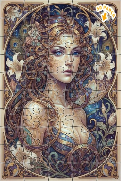 Teona Ahşap لغز خشبي بتصميم فني حديث يصور امرأة بأسلوب اللوحات الزيتية 50 قطع...