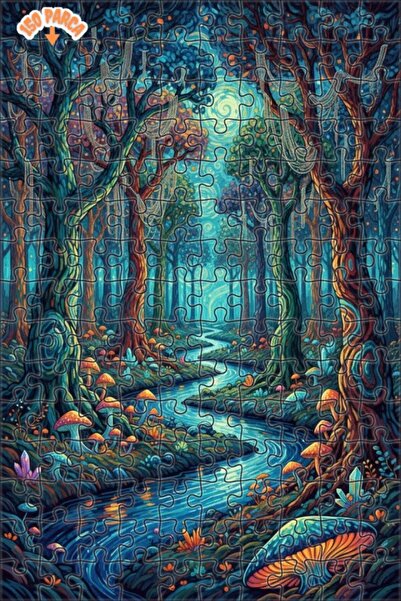 Teona Ahşap لغز خشبي مؤطر بطبقتين بمظهر لوحة زيتية لغابة سحرية 150 قطعة 20×30