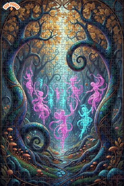 Teona Ahşap لغز خشبي بإطار مزدوج الطبقات بمظهر لوحة زيتية لرقصة الغابة الخيال...