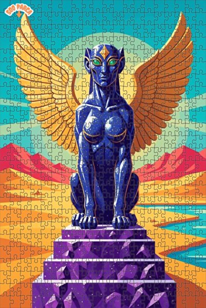 Teona Ahşap لغز خشبي مؤطر بطبقتين بمظهر لوحة زيتية لتمثال أبو الهول ذو الأجنح...