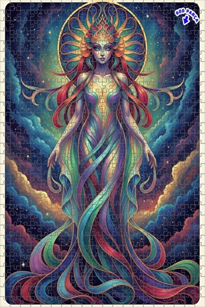 Teona Ahşap لغز فني بمظهر لوحة زيتية لإلهة الألوان الكونية 600 قطعة 50×35