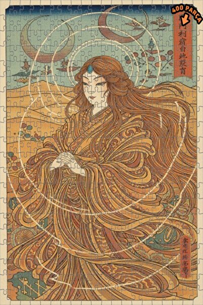 Teona Ahşap لغز خشبي بإطار مزدوج الطبقات بنمط القمر للنساء من أوكيو-إي، 400 ق...