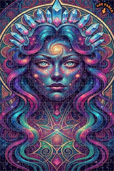 Teona Ahşap Galaxy Woman Oil Painting Look Double Layer Framed Wooden Puzzle ...