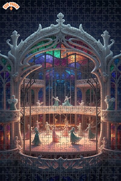 Teona Ahşap لوحة زيتية لنساء يرقصون الفالس في قاعة الرقص، لغز خشبي بإطار مزدو...