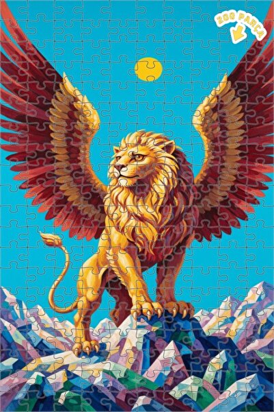 Teona Ahşap لغز خشبي بإطار مزدوج الطبقات بمظهر لوحة زيتية فنية لأسد مجنح 200 ...