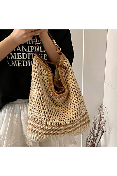 PriStyle Geanta Dama de Umar, din Material Textil Crosetat, Casual Boho Chic,...