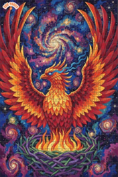 Teona Ahşap لغز خشبي مؤطر بطبقتين بمظهر لوحة زيتية لموضوع العنقاء الأسطورية 5...