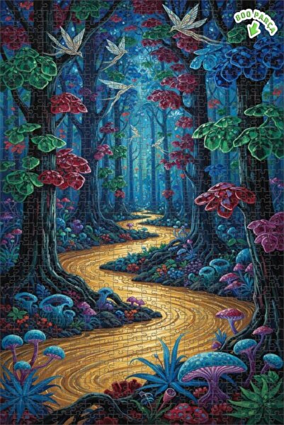 Teona Ahşap لغز خشبي مؤطر بطبقتين بمظهر لوحة زيتية من سلسلة الغابة السحرية 80...