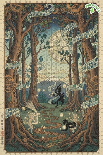 Teona Ahşap لغز خشبي مؤطر بطبقتين من سيمفونية الغابة الخيالية 800 قطعة 70×50