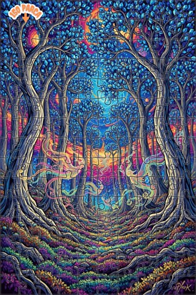 Teona Ahşap لغز خشبي مؤطر بطبقتين بمظهر لوحة زيتية يشبه نسيم الغابة السحرية 1...