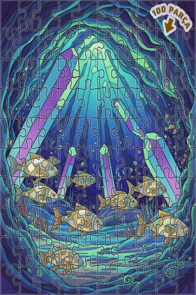 Teona Ahşap لغز خشبي بإطار مزدوج الطبقات بمظهر لوحة زيتية لحزمة أسماك الكهف ا...