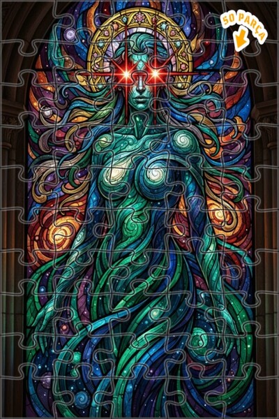 Teona Ahşap لغز خشبي بتصميم المرأة في الكون مع مظهر زجاجي ملون 50 قطعة 15×25