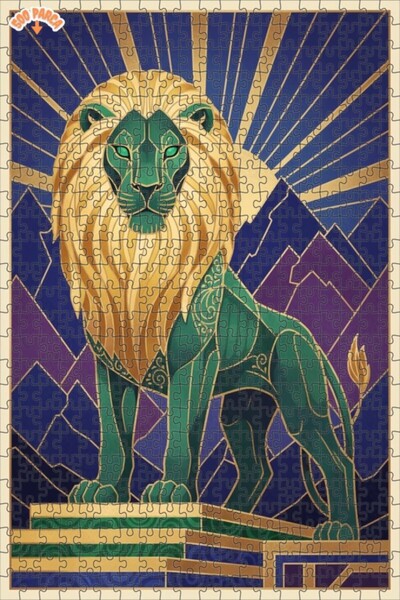 Teona Ahşap لغز خشبي بإطار ذو طابقين بمظهر عمل فني على شكل أسد 500 قطعة 50x30