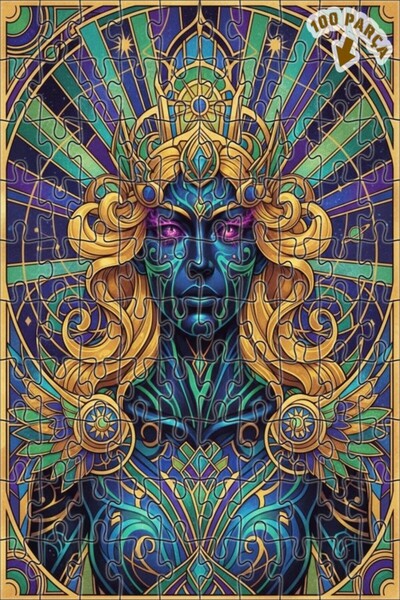 Teona Ahşap لوحة زيتية تصور ملكة الكون بأسلوب تجريدي، لوحة خشبية مؤطرة بطبقتي...