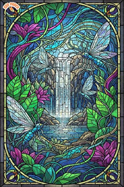 Teona Ahşap لغز خشبي فني من الزجاج الملون على شكل شلال سحري 500 قطعة 50x30