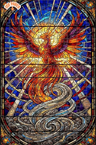 Teona Ahşap لغز خشبي بإطار مزدوج الطبقات بتصميم فني يشبه الزجاج الملون على شك...