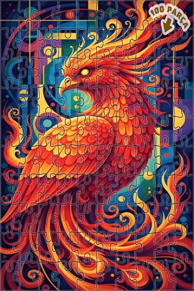 Teona Ahşap لغز خشبي بإطار مزدوج الطبقات بمظهر لوحة زيتية لطائر الفينيق الأحم...