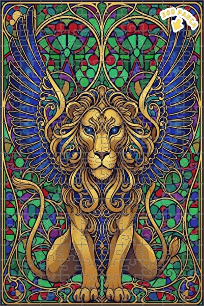 Teona Ahşap لغز خشبي بإطار ذو طابقين بتصميم فني لأسد مجنح 200 قطعة 25×35