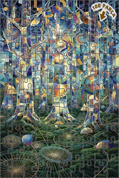 Teona Ahşap لغز خشبي بإطار مزدوج الطبقات من جيومتريك أورانج دريم 100 قطعة 25x25