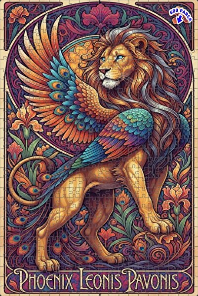 Teona Ahşap لوحة فنية رائعة لأسد مجنح بمظهر زيتية، لغز خشبي بإطار مزدوج الطبق...