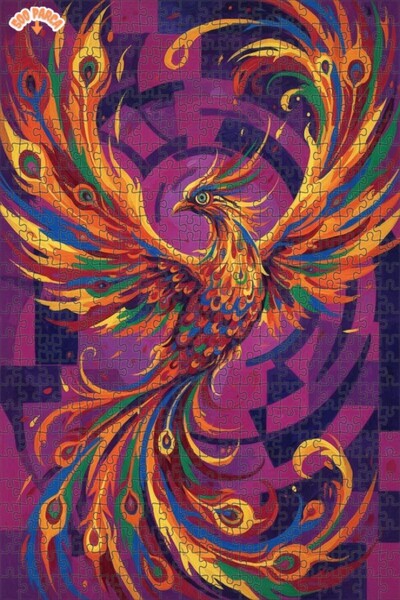 Teona Ahşap لغز خشبي رائع بإطار مزدوج الطبقات بمظهر طائر الفينيق المائي 500 ق...