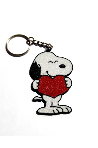 EFEKTİF MAĞAZA Kalp Tutan Sevimli Köpek Snoopy Figürlü Anahtarlık – Dekoratif...