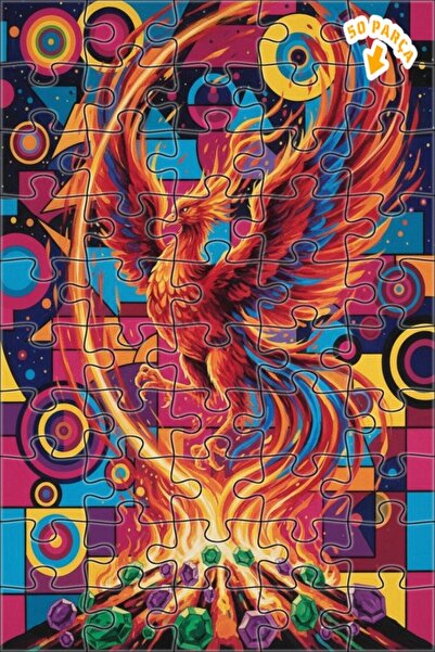 Teona Ahşap لغز فني رائع على شكل طائر الفينيق 50 قطعة 15x25