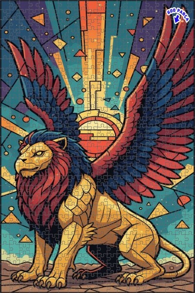 Teona Ahşap لغز خشبي مؤطر بطبقة مزدوجة من ميستيك جريفين، 600 قطعة، 50×35