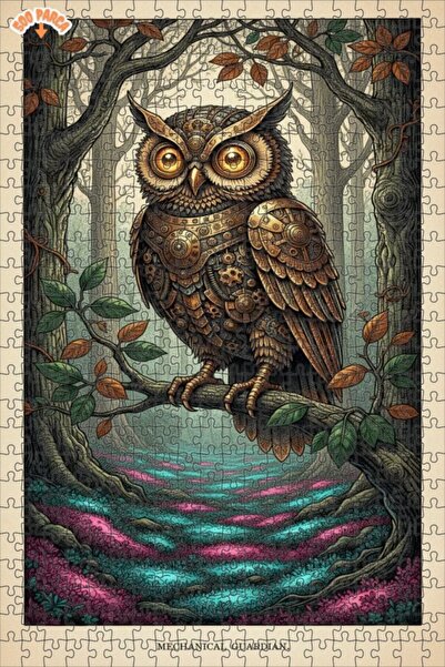 Teona Ahşap Mechanical Owl Forest Ranger Double Layer Framed Wooden Puzzle 50...