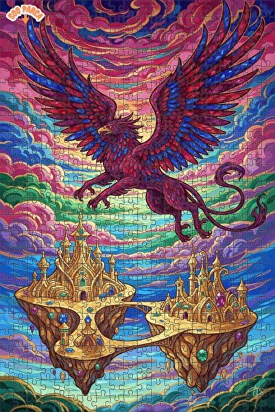 Teona Ahşap الإبداع ذو الأجنحة الفخمة، فن القلعة الأسطورية، 500 قطعة، 50×30