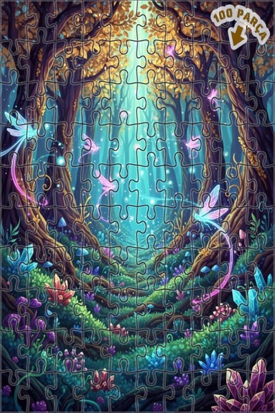 Teona Ahşap لغز خشبي مؤطر بطبقتين من الغابة السحرية 100 قطعة 25×25