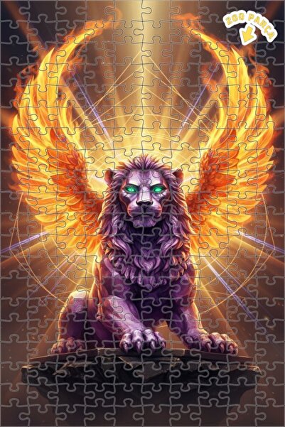 Teona Ahşap لوحة فنية لأسد مجنح، لغز خشبي بإطار مزدوج الطبقات، 200 قطعة، 25×35