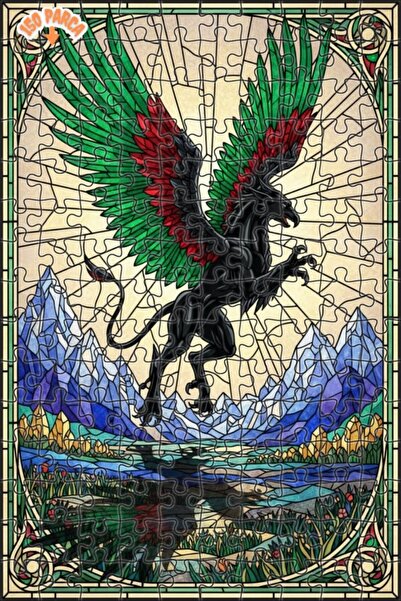 Teona Ahşap لغز خشبي بإطار مزدوج الطبقات من نوع زمرد كانافتلي بلاك غريفين 150...