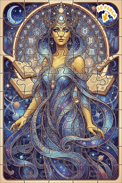 Teona Ahşap لغز خشبي بإطار مزدوج الطبقات بمظهر لوحة زيتية لامرأة الحكمة الكون...