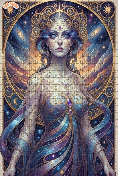 Teona Ahşap لغز فني بمظهر لوحة زيتية لإلهة المجرة 500 قطعة 50×30