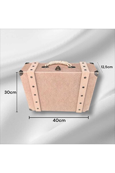 SEKAY AHŞAP Ahşap Boyanabilir Dikdörtgen Nostaljik Orta Boy Dekoratif Bavul Kutu