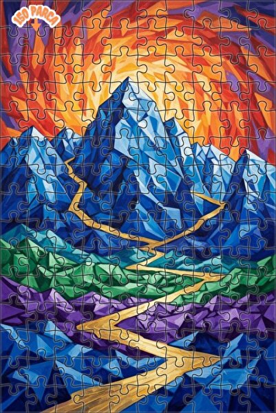 Teona Ahşap لغز فني بمظهر لوحة زيتية لمسار ذهبي من الجبال الكريستالية 150 قطع...