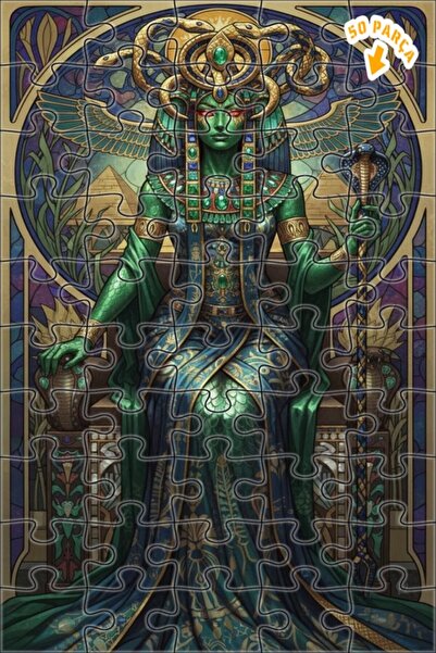 Teona Ahşap لغز خشبي بإطار مزدوج الطبقات بمظهر لوحة زيتية لملكة الميدوسا الخض...